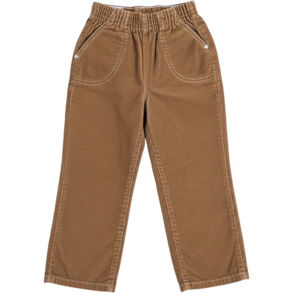 Vintage 70s Brown Corduroy Elastic Waist Pants Kids Size 4T Contrast Stitching